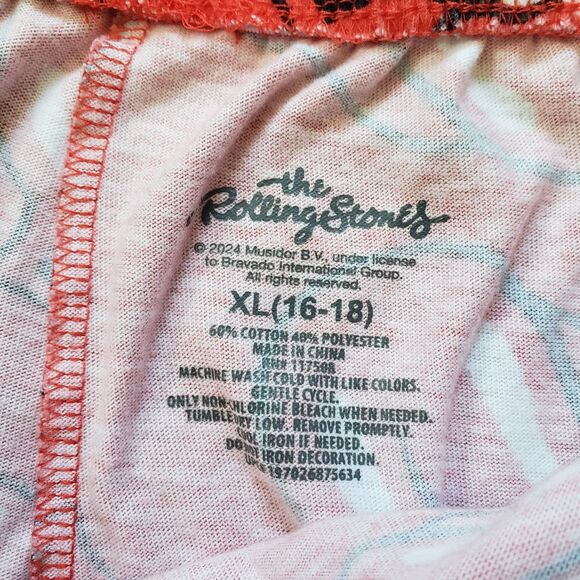 Rolling Stones Pajama Shorts Sleepwear Logo Pockets Juniors Size XL (16-18) - Picture 3 of 8